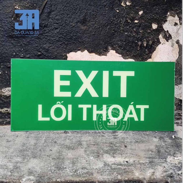 Biển exit dạ quang thoát hiểm chữ Exit lối thoát