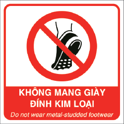 Biển báo cấm mang giày đính kim loại