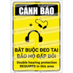 Biển cảnh báo - Bắt buộc đeo tai bảo hộ gấp đôi