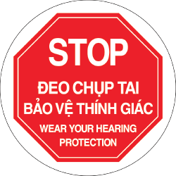 Biển cảnh báo Stop - Đeo chụp tai